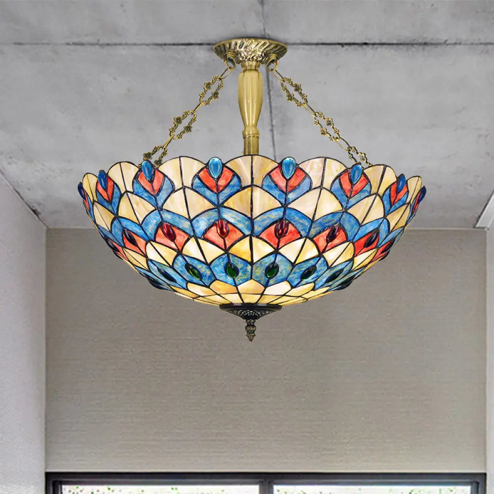 antique-brass-stained-glass-tiffany-ceiling-light-with-jeweled-semi-flush-mount-4-lights-706