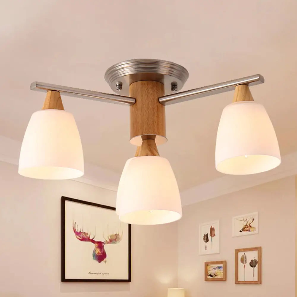 wooden-semi-flush-mount-light-with-modern-white-glass-shade-4-tapered-lights-248